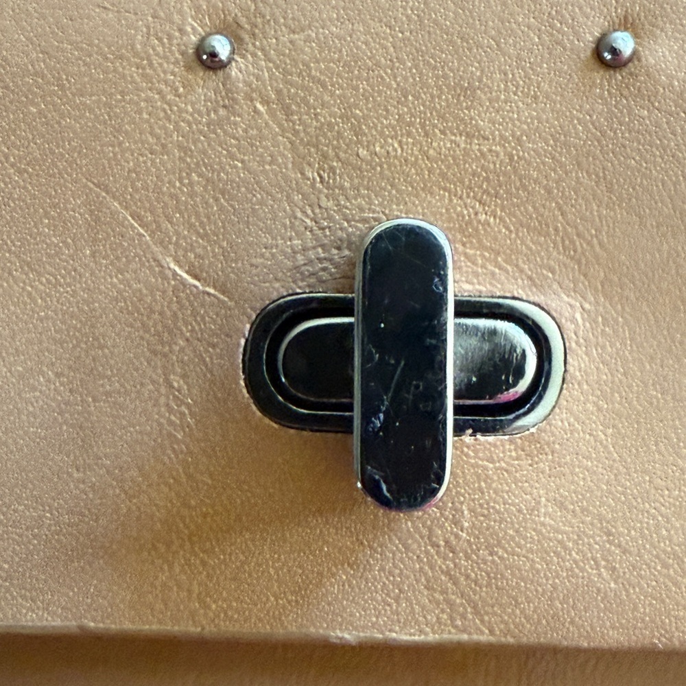 Monsac Tan Leather Minimalist Shoulder Bag. Preowned. 10 1/2” long X 5” high. - Picture 9 of 14